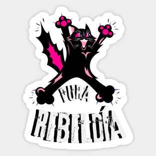 Pure rebellion! Rebellious cat jumping and enjoying life Sticker